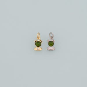 18K Gold Filled Frog Pendant,CZ Micro Pave Frog Charm Bracelet Necklace for DIY Jewelry Making Supply