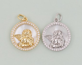 Gold Angel Charms,18K Gold Filled Angel Pendant,Angel Charm Bracelet Necklace for DIY Jewelry Making Supply