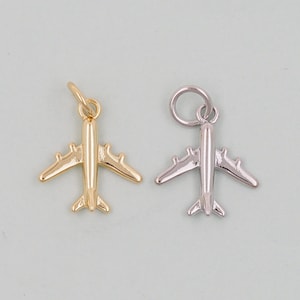 Gold airplane Charms,18K Gold Filled airplane Pendant,airplane Charm Bracelet Necklace for DIY Jewelry Making Supply