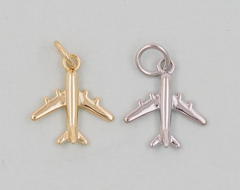 Gold airplane Charms,18K Gold Filled airplane Pendant,airplane Charm Bracelet Necklace for DIY Jewelry Making Supply