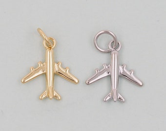 Gold Flugzeug Charms, 18K Gold gefüllt Flugzeug Anhänger, Flugzeug Charm Armband Halskette für DIY Schmuckherstellung Versorgung