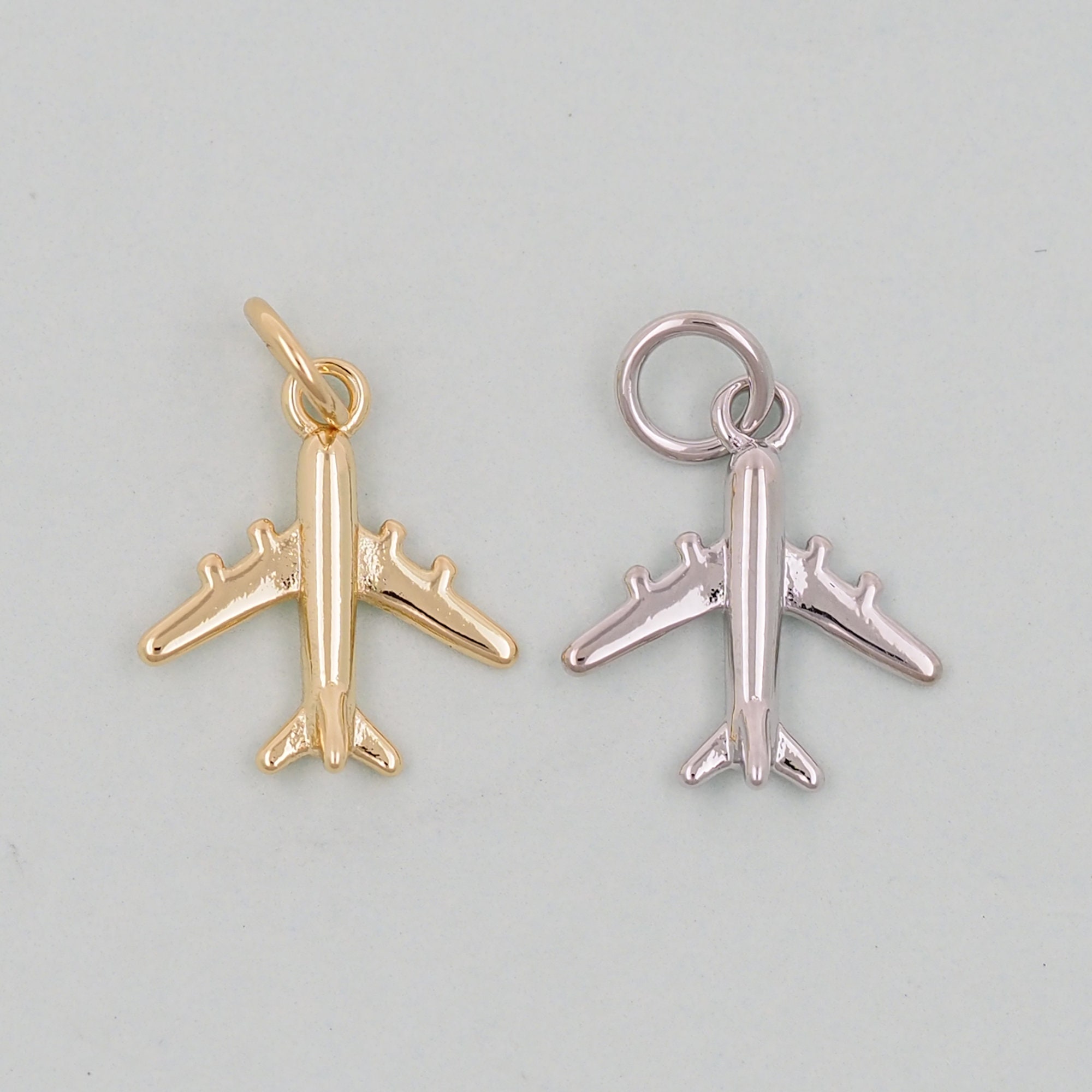 Gold Airplane Charms 18K Gold Filled Airplane Pendant airplane Charm Bracelet Necklace for DIY Jewelry Making Supply