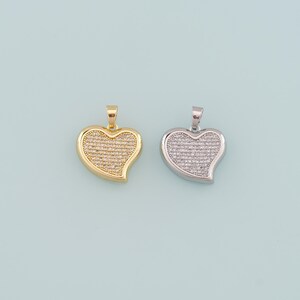 Gold Heart Charms,18K Gold Filled Heart Pendant,CZ Micro Pave Heart Charm Bracelet Necklace for DIY Jewelry Making Supply