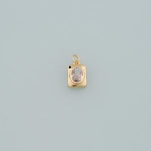 18K Gold Filled Rectangle Pendant,Dainty Rectangle Charm Bracelet Necklace for DIY Jewelry Making Supply