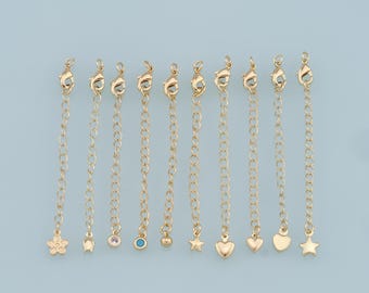 18K Gold Filled Verlängerungskettchen für Halskette Armband Accessoire Accessoires Verlängerungskettchen Karabinerverschluss mit Gold Verlängerungskette