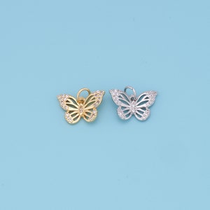 Gold Butterfly Charms,18K Gold Filled tiny Butterfly Pendant,insect Charm Bracelet Necklace for DIY Jewelry Making Supply