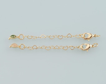 18K Gold gefüllte Blattkette Verlängerungskette für Halskette Armband Versorgung Komponente Accessoires Verlängerungskarabiner Karabinerverschluss mit Gold Verlängerungskette
