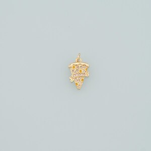 Gold Pizza Charms,18K Gold Filled Pizza Pendant,CZ Micro Pave Gourmet Food Charm Bracelet Necklace for DIY Jewelry Making Supply