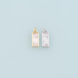 Gold Rectangle Charm,18K Gold Filled Shell Rectangle Pendant Bracelet Necklace for DIY Jewelry Making Supply