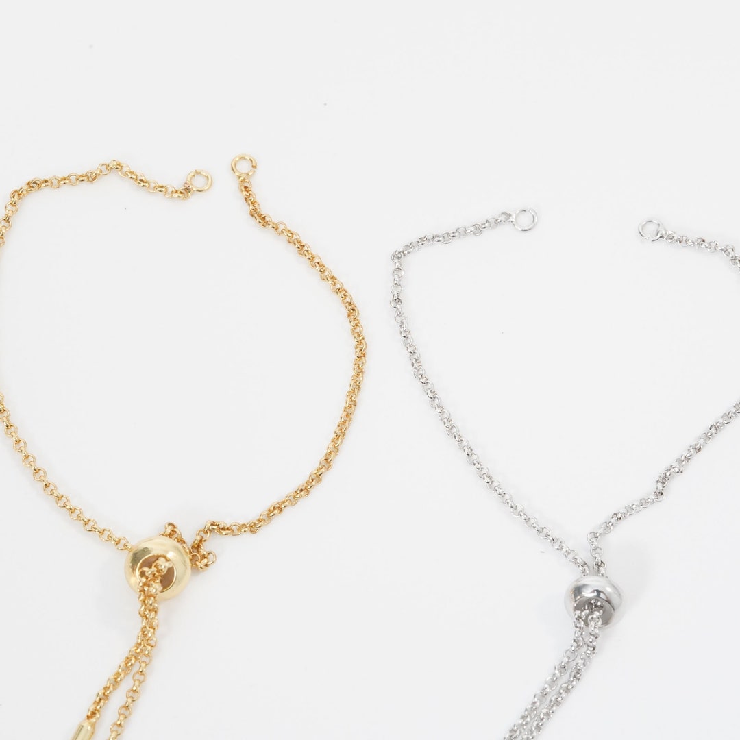 Gold Adjustable Chain,18k Gold Filled Slider Bracelet,halffinished