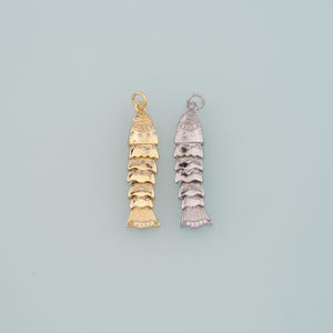 Gold Fish Charms,18K Gold Filled Fish Pendant,CZ Micro Pave Fish Charm Bracelet Necklace for DIY Jewelry Making Supply