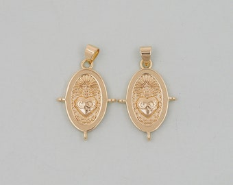 Gouden heilig hart bedeltjes, 18K gold filled vlam heilig hart hanger, religieuze bedelarmband ketting voor het maken van sieraden maken