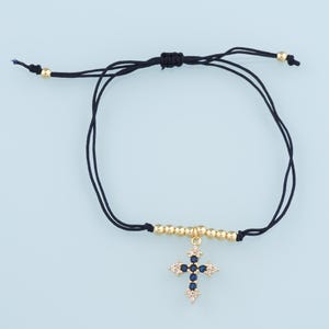 Corda intrecciata regolabile in oro, bracciale a croce con zirconi riempiti in oro 18 carati, braccialetti finiti, braccialetti per la creazione di gioielli
