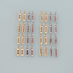 18K Gold Filled Rectangle Pendant,Enamel Rectangle Charm Bracelet Necklace for DIY Jewelry Making Supply