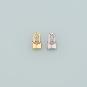 Gold Key Lock Charms,18K Gold Filled Lock Pendant,CZ Micro Pave Lock Charm Bracelet Necklace for DIY Jewelry Making Supply
