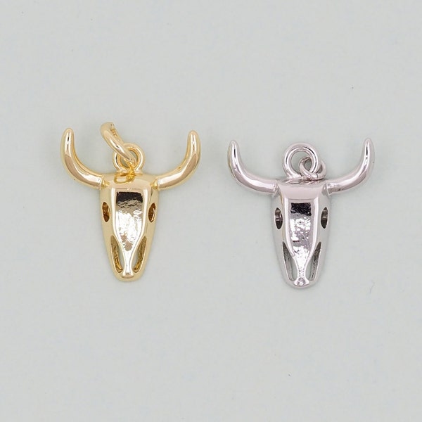 Gold Bull Head Charms,18K Gold Filled bull head Pendant,Silver bull head Charm Bracelet Necklace for DIY Jewelry Making Supply