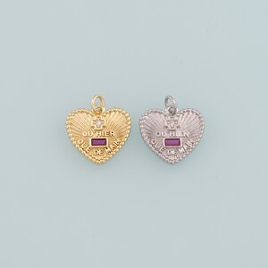 Gold Heart Charms,18K Gold Filled Heart Pendant,CZ Micro Pave Heart Charm Bracelet Necklace for DIY Jewelry Making Supply