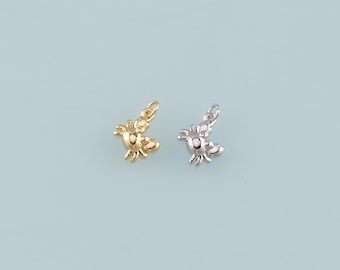 Gold Marine Life Charms,18K Gold Filled Crab Pendant,Crab Charms Bracelet Necklace for DIY Jewelry Making Supply