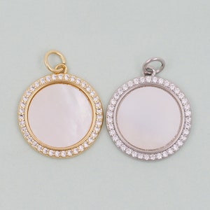 Gold Round Charms,18K Gold Filled Round Coin Pendant,Round Shell Charm Bracelet Necklace for DIY Jewelry Making Supply
