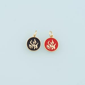 18K Gold Fille Flame Pendant,Enamel Fire Element Charm Bracelet Necklace for DIY Jewelry Making Supply