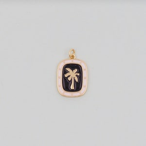 Gold Palm Tree Charms,18K Gold Filled Palm tree Pendant,CZ Micro Pave Silver Palm tree Charm Bracelet Necklace for DIY Jewelry Making Supply