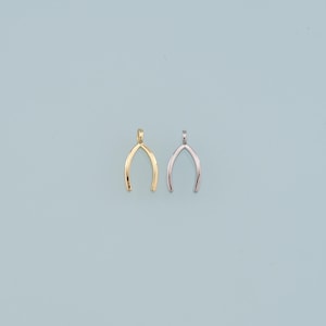 Gold Wishbone Charms,18K Gold Filled Wishbone Pendant,Wishbone cross Charm Bracelet Necklace for DIY Jewelry Making Supply