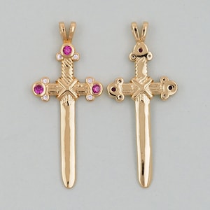 Gold Sword Charms,18K Gold Filled Sword Pendant,Sword Charm Bracelet Necklace for DIY Jewelry Making Supply