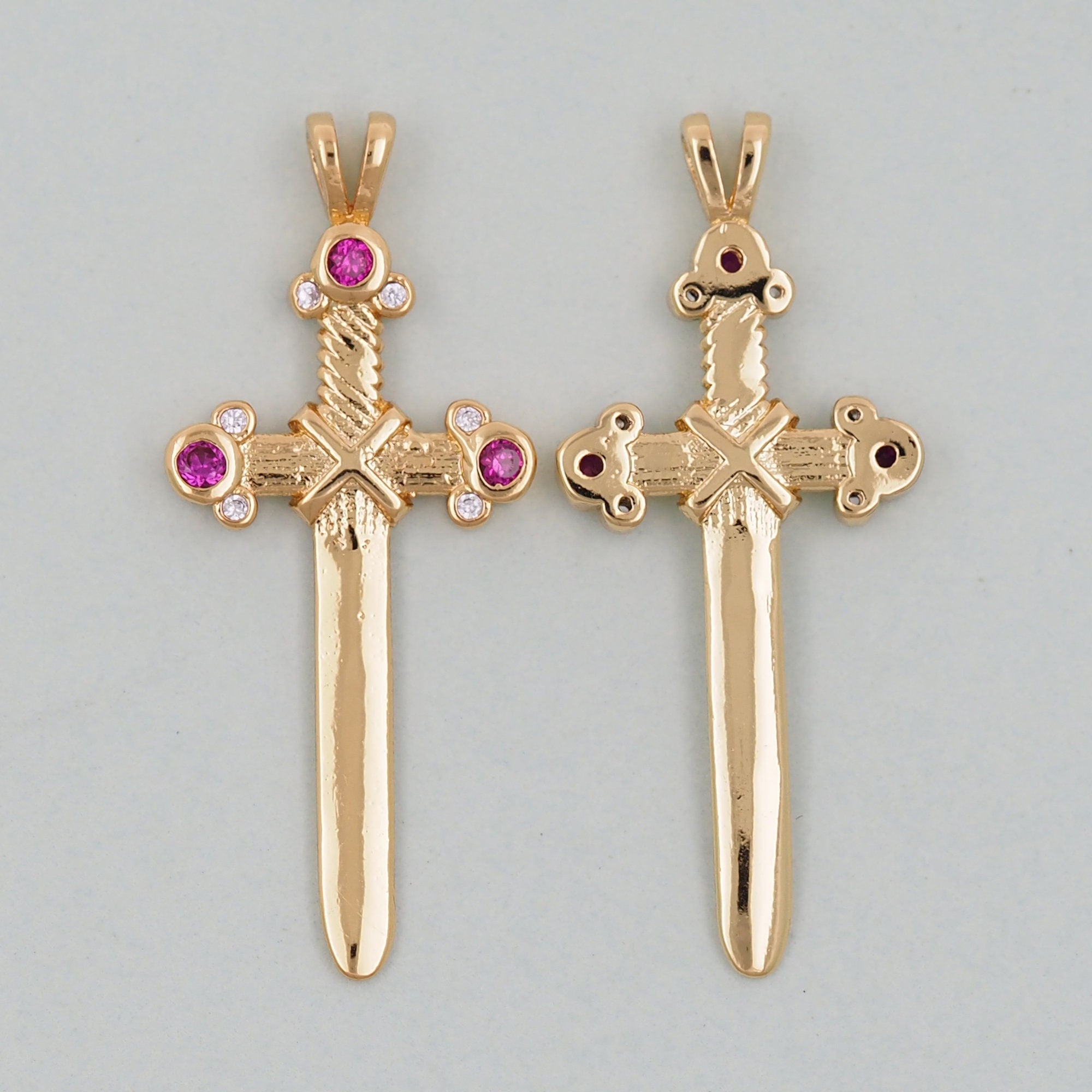 Gold Sword Charms,18K Gold Filled Sword Pendant,Sword Charm Bracelet Necklace for DIY Jewelry Making Supply