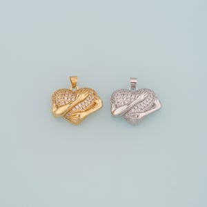 Gold Heart Charms,18K Gold Filled Heart Pendant,CZ Micro Pave Heart Charm Bracelet Necklace for DIY Jewelry Making Supply