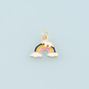 Gold Unicorn Charms,18K Gold Filled Unicorn Pendant,Enamel Rainbow Charm Bracelet Necklace for DIY Jewelry Making Supply