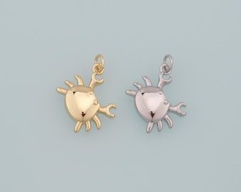 Gold Marine Life Charms,18K Gold Filled Crab Pendant,Crab Charms Bracelet Necklace for DIY Jewelry Making Supply