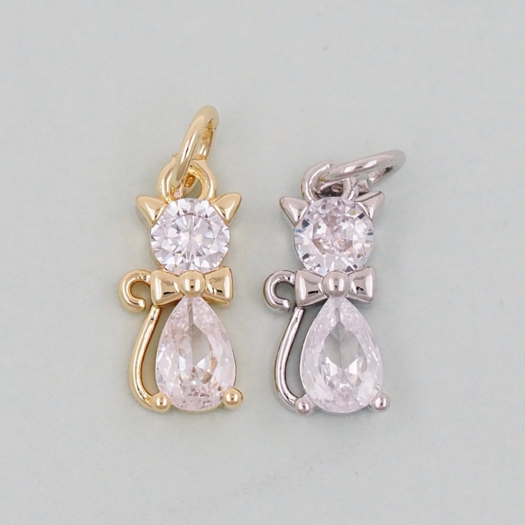 Gold Cat Charms,18k Gold Filled Cat Pendant,cute Charm Bracelet