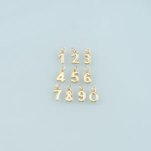 18K Gold Filled Number Pendant,Dainty Number Charm Bracelet Necklace for DIY Jewelry Making Supply