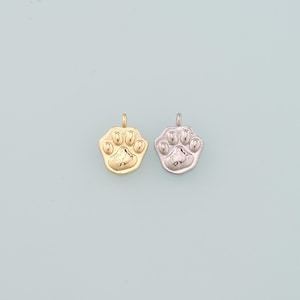 Gold Paw Charms,18K Gold Filled Cat Paw Pendant,Dainty Dog Paw Charm Bracelet Necklace for DIY Jewelry Making Supply