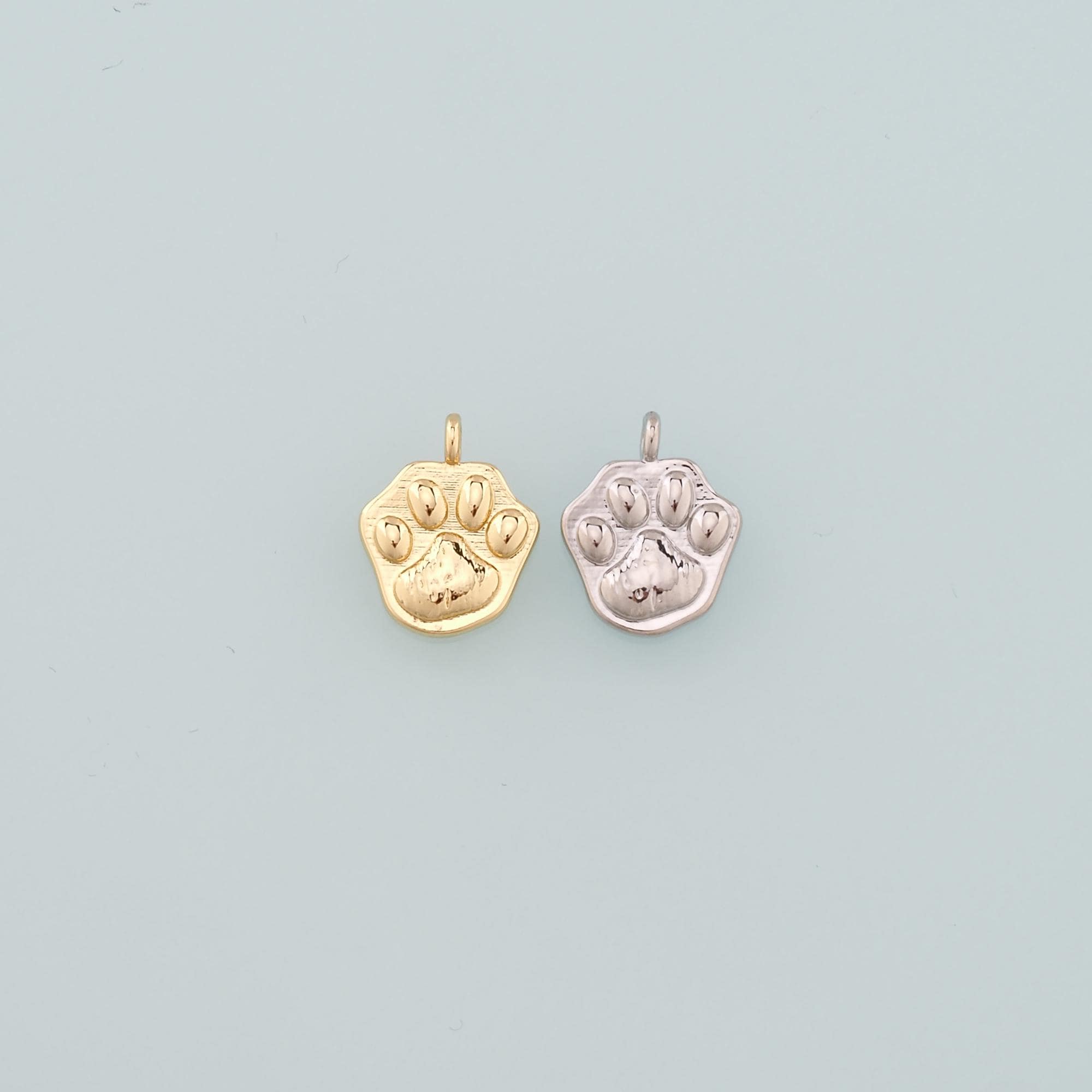 Gold Paw Charms,18K Gold Filled Cat Paw Pendant,Dainty Dog Paw Charm Bracelet Necklace for DIY Jewelry Making Supply