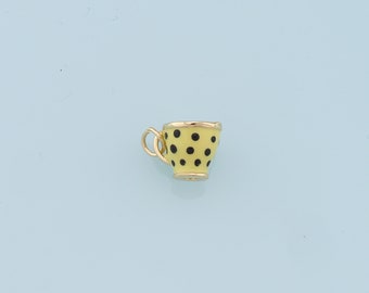 Gold Cup Charms,18K Gold Filled Enamel Cup Pendant,Cup Charm Bracelet Necklace for DIY Jewelry Making Supply