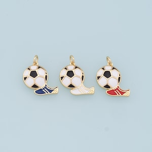 Gold Football Charms,18K Gold Filled Football Pendant,Soccer Shoes Charm Bracelet Necklace for DIY Jewelry Making Supply