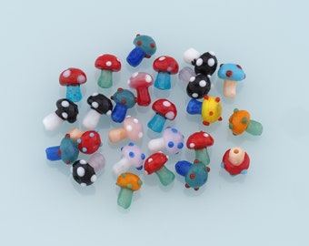 Gemengde 25 stuks glazen paddenstoelkralen, paddenstoelkraal, lampwerk kleurrijke paddenstoelkralen voor het maken van sieraden maken, willekeurige kleuren