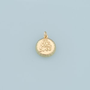 Gold Soda Cap Charms Charms,18K Gold Filled Bottle Cap Pendant,Be Free Charm Bracelet Necklace for DIY Jewelry Making Supply