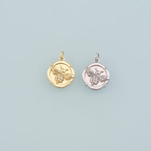 Gold Insect Charms,18K Gold Filled Bee Pendant,CZ Micro Pave Bee Charm Bracelet Necklace for DIY Jewelry Making Supply