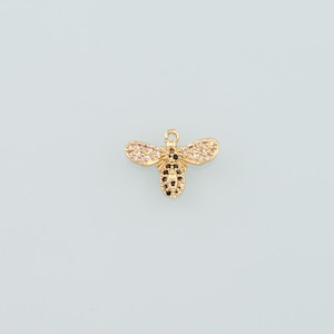 Gold Insect Charms,18K Gold Filled Bee Pendant,CZ Micro Pave Bee Charm Bracelet Necklace for DIY Jewelry Making Supply