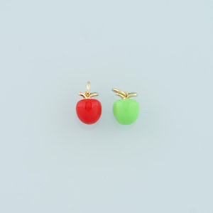 Gold Apple Charms,18K Gold Filled Apple Pendant,Enamel Fruit Charm Bracelet Necklace for DIY Jewelry Making Supply