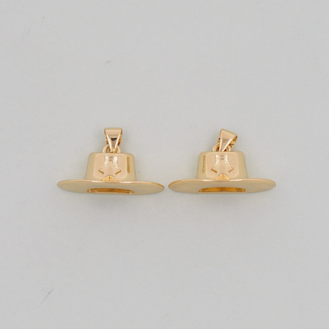 Gold Cowboy Hat Charms,18k Gold Filled Cowboy Hat Pendant Charm