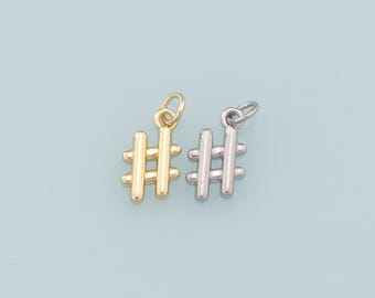 Gold Hashtag Charms,18K Gold Filled Hashtag Pendant,Punctuation Charm Bracelet Necklace for DIY Jewelry Making Supply