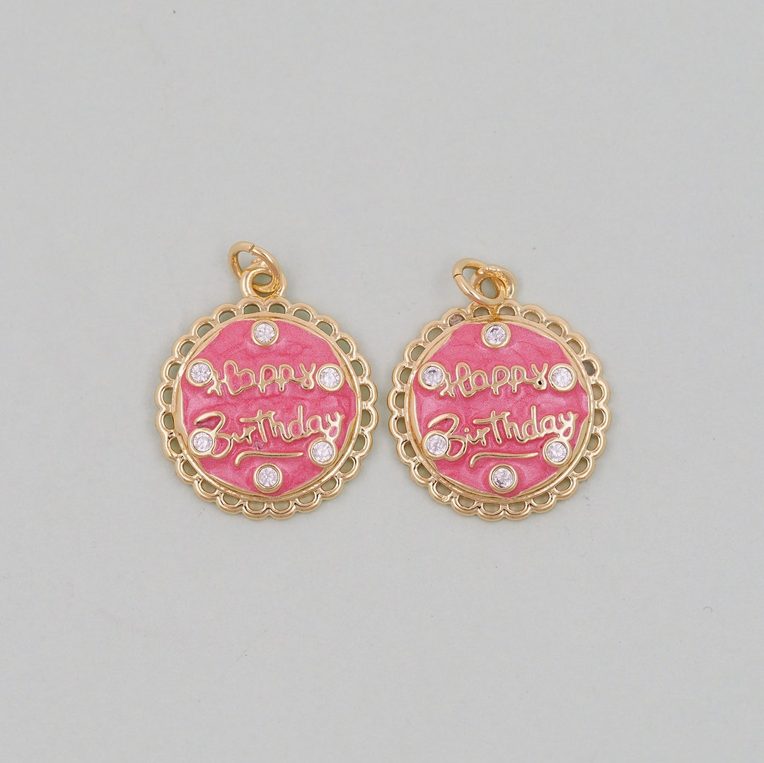 Gold Happy Birthday Charms,18k Gold Filled Happy Birthday Pendant