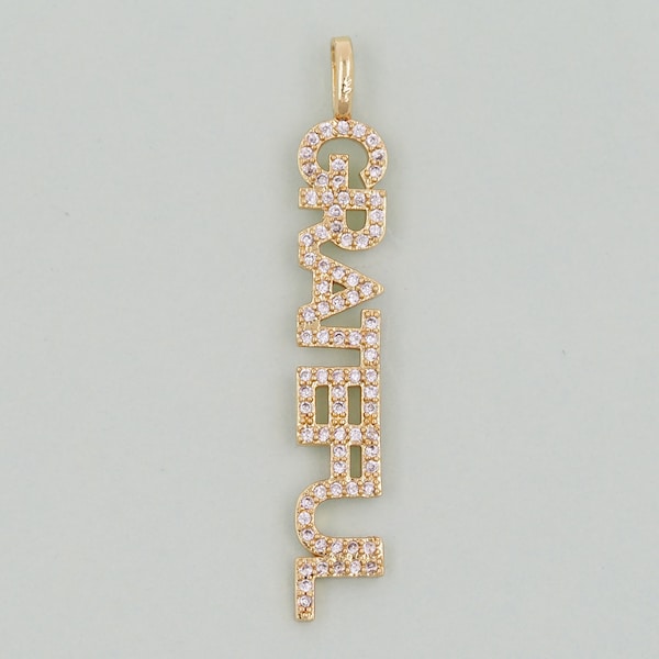 Gold letter Charms,18K Gold Fille grateful Pendant,grateful Charm Bracelet Necklace for DIY Jewelry Making Supply