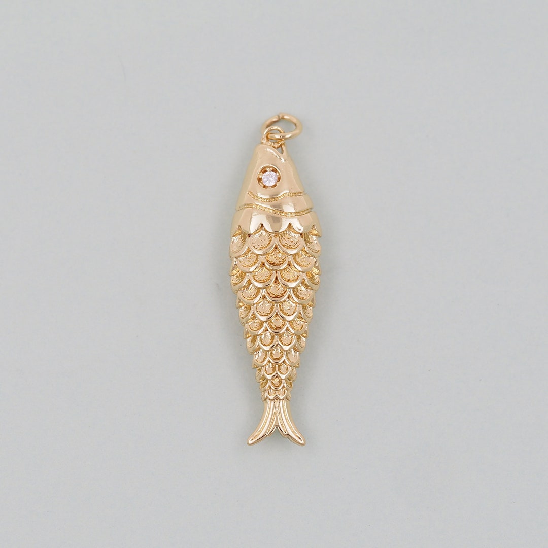 Gold Fish Charms,18k Gold Filled CZ Fish Pendant,fish Charm Bracelet