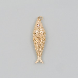 Gold fish Charms,18K Gold Filled CZ fish Pendant,fish Charm Bracelet Necklace for DIY Jewelry Making Supply