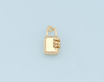 Gold Key Lock Charms,18K Gold Filled Key Pendant,CZ Micro Pave Lock Charm Bracelet Necklace for DIY Jewelry Making Supply