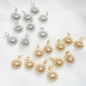 Gold Sun Charms,18K Gold Filled Sun Pendant,Celestial Charm Bracelet Necklace for DIY Jewelry Making Supply